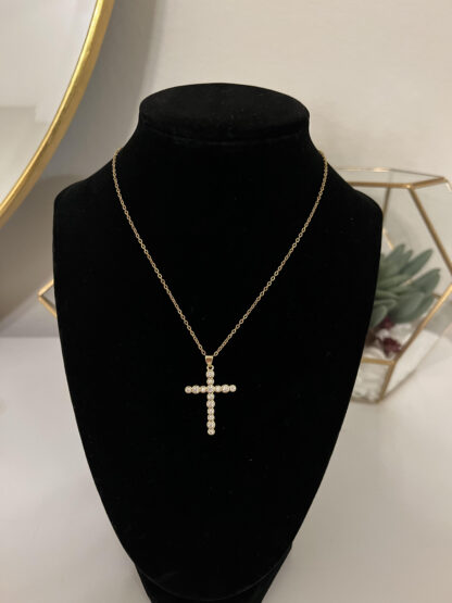 Gold Crystal Cross Necklace