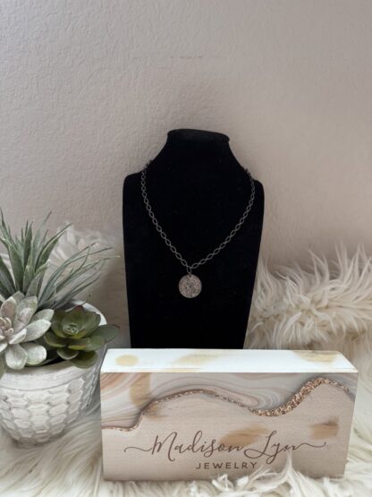 Gun Metal Coin Necklace